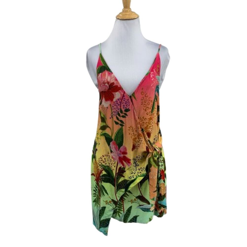 Farm Rio Dress Womens Small Multi Romantic Garden Wrap Cover Up Tie Waist